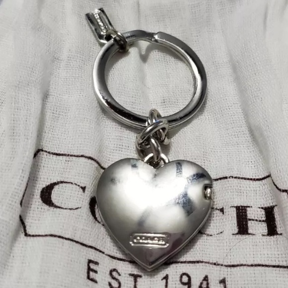 Coach Pave Rhinestone Heart Picture Locket Keychain - Picture 6 of 9